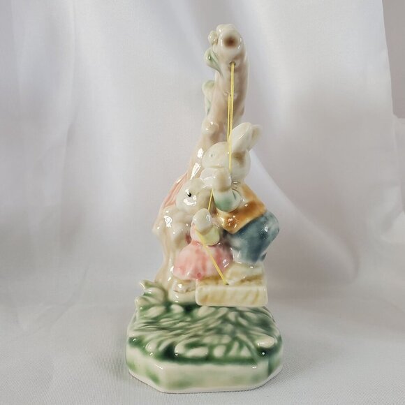 Tales of Bunny Hollow Ceramic Young Bunnies Tree Swing VTG 1993 Albert E Price - Picture 11 of 14